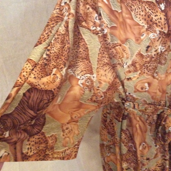 SOLD !!!! BIG CAT 70s INSANE BIG CAT KIMONO MAXI - Picture 4 of 7
